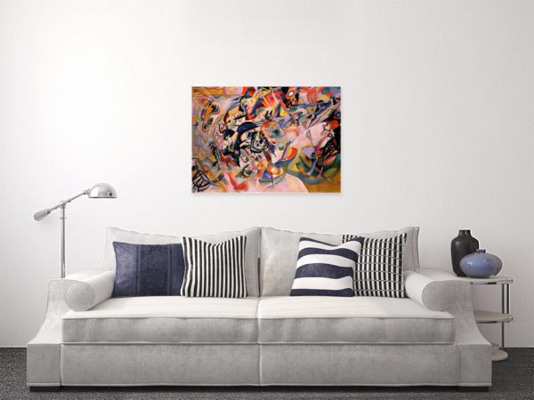 Photo of Composition VII painting in modern sofa lounge