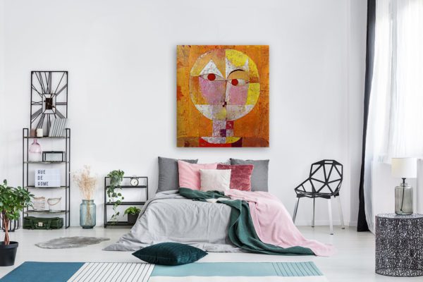 Photo of Senecio painting in modern bedroom