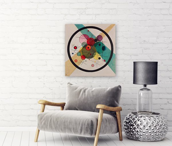 Photo of Circles of circle painting over a modern sofa