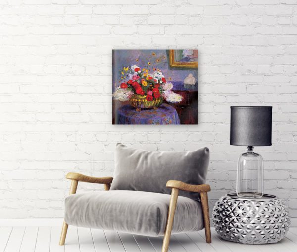 Photo of Bernhard Gutmann Still Life, Round Bowl With Flowers by Sofa