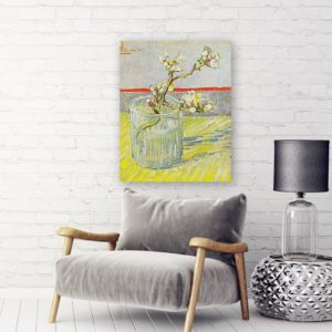 Photo of Blossoming Almond Branch in a Glass in Living Room