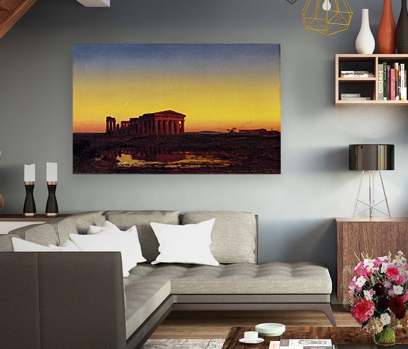 Photo of Evening at Paestum Painting in Elegant Living Room