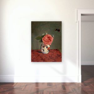Photo of Garden Rose and Blue Forget Me Nots in a Vase Painting in Gallery