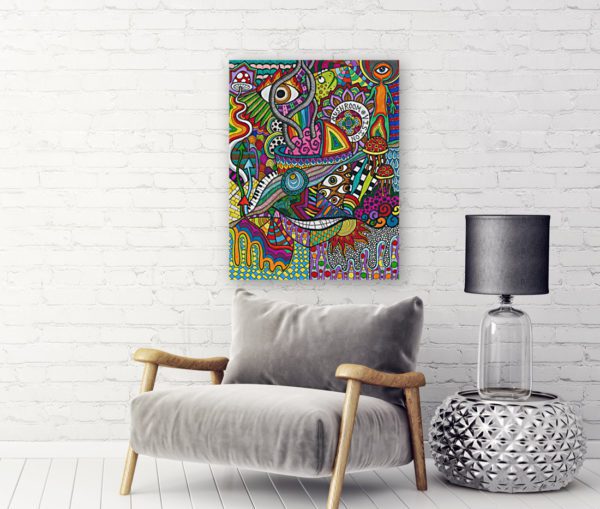 Photo of Smiling Mushrooms painting in living room
