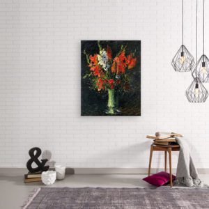 Photo of Vase of Gladiolas in Simplistic Living Room