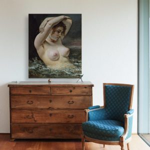 Photo of Naked woman painting in living room