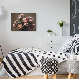Photo of Painting of Peonies in Modern Bedroom