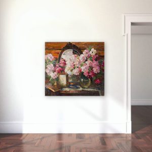 Photo of Painting of Peonies Flowers Wall Art Canvas Print for Sale Lavelart
