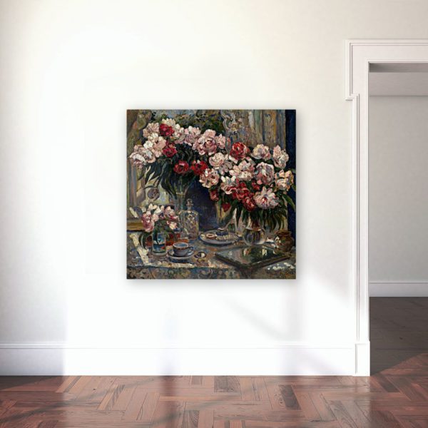 Photo of Still Life With Peonies By Alexander Gerassimov Wall Art Canvas Print Lavelart
