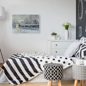 Photo of the Magpie Painting in Modern Bedroom