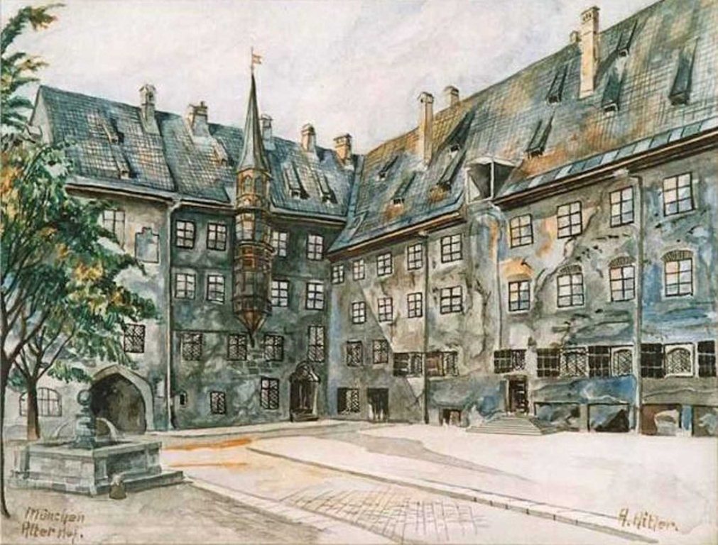 Adolf hitler painting city landscape