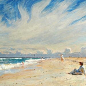Beach art print Laurits Regner Tuxen (1853-1927) Seaside life on Skagen beach in the midday sun, 1909